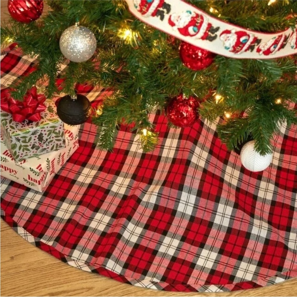 Holiday Time Red and Black Plaid Tree Skirt